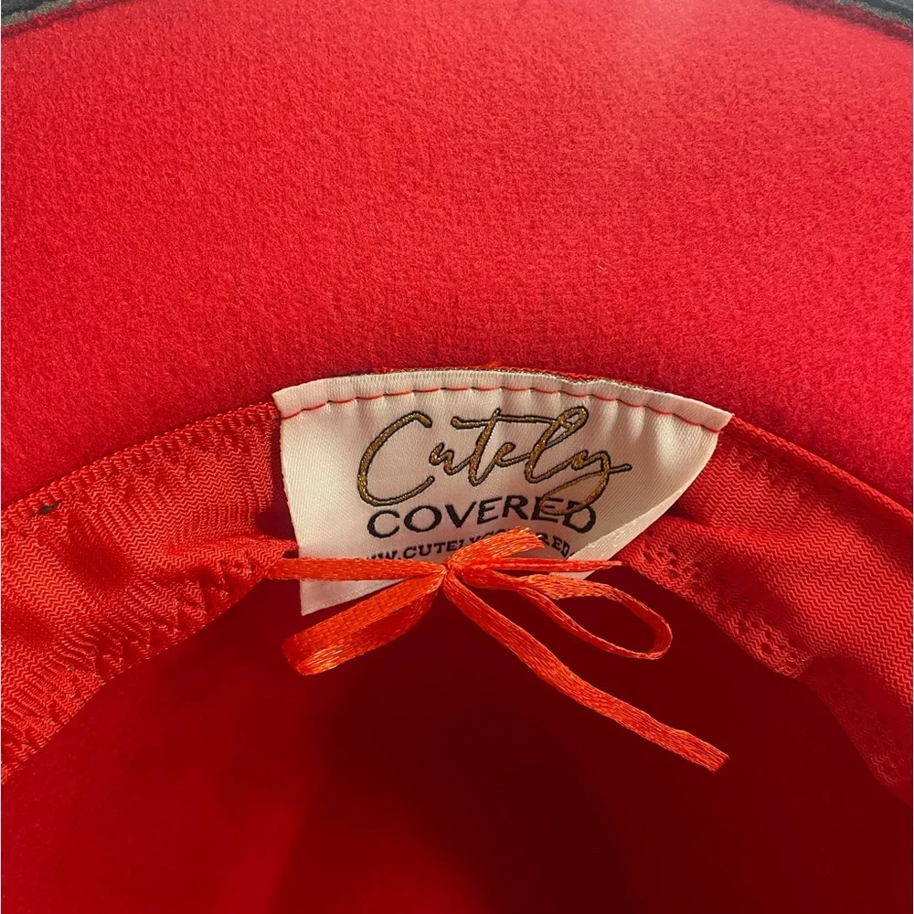 Black, Red bottom wide brim Panama felt,Fedora,Rancher Hat,Unisex,OS, NWT - Picture 6 of 10